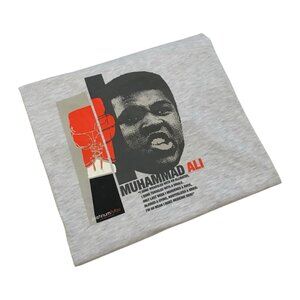 VINTAGE PLATINUM FUBU MUHAMMAD ALI SHIRT 2XL XXL GRAY HIP HOP RAP ALL OVER PRINT